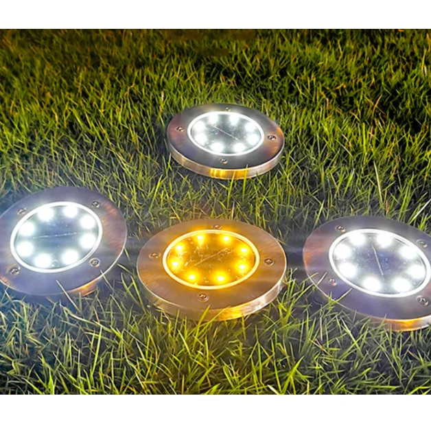 Kültéri napelemes LED lámpa, kerti világítás IP65 vízálló 6000K hideg fényű 4db-os kiszerelés (ZY-1028-8LED-COLD)