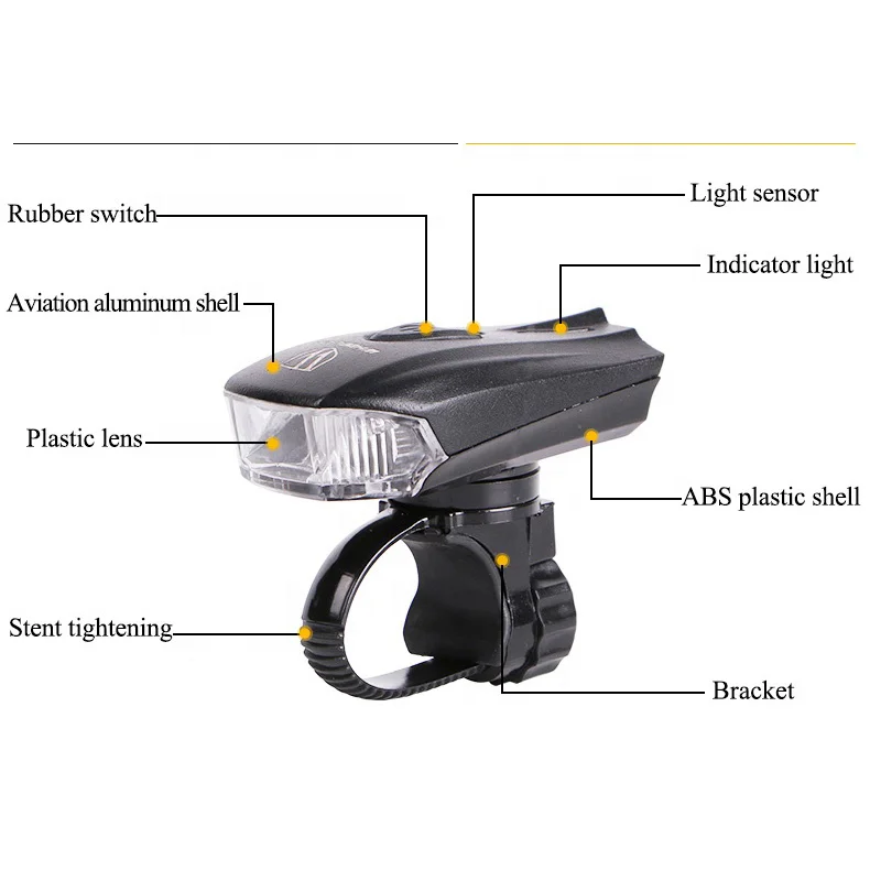 LED cyklistické svetlo na riadidlá, svetlo na bicykel s USB nabíjaním, vodotesné (GY001)