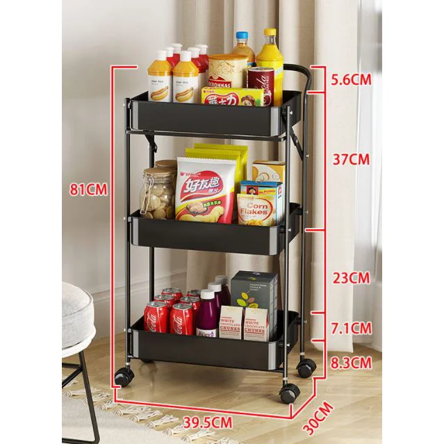 Zsúrkocsi, konyhai tároló 3 szintes gurulós (kitchen-storage-3-YY-007)