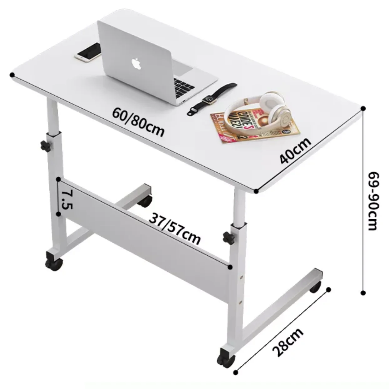 Állítható laptop asztal, laptopállvány 80x40cm fehér (laptop-desk-80x40-white)