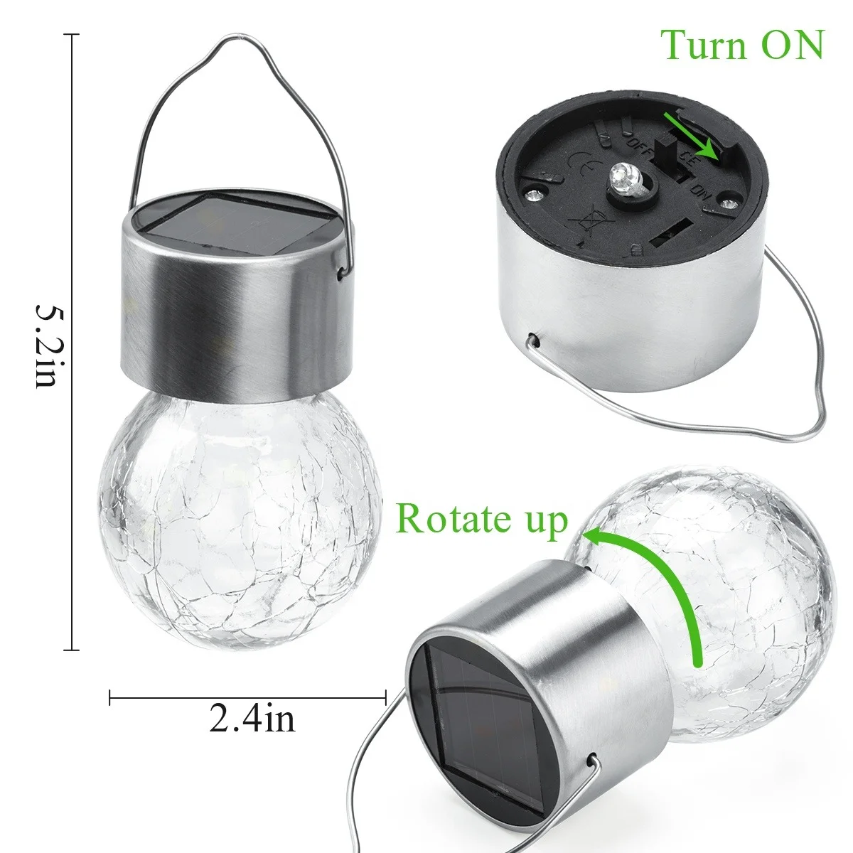 Vonkajšia solárna žiarovka, Záhradné LED závesné svetlo, osvetlenie, transparentné 1ks (HJ-008-TRANSPARENT)