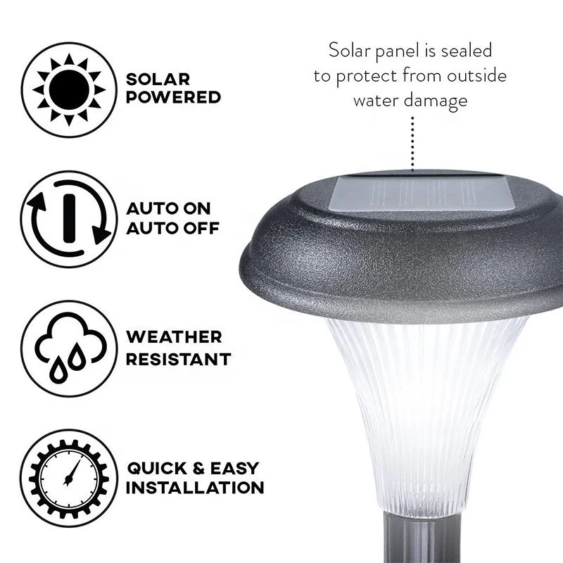 Vonkajšie solárne svietidlo, záhradné LED osvetlenie, 2700K teplé svetlo, balenie 4 ks (HJ-019-2700K-WARM)