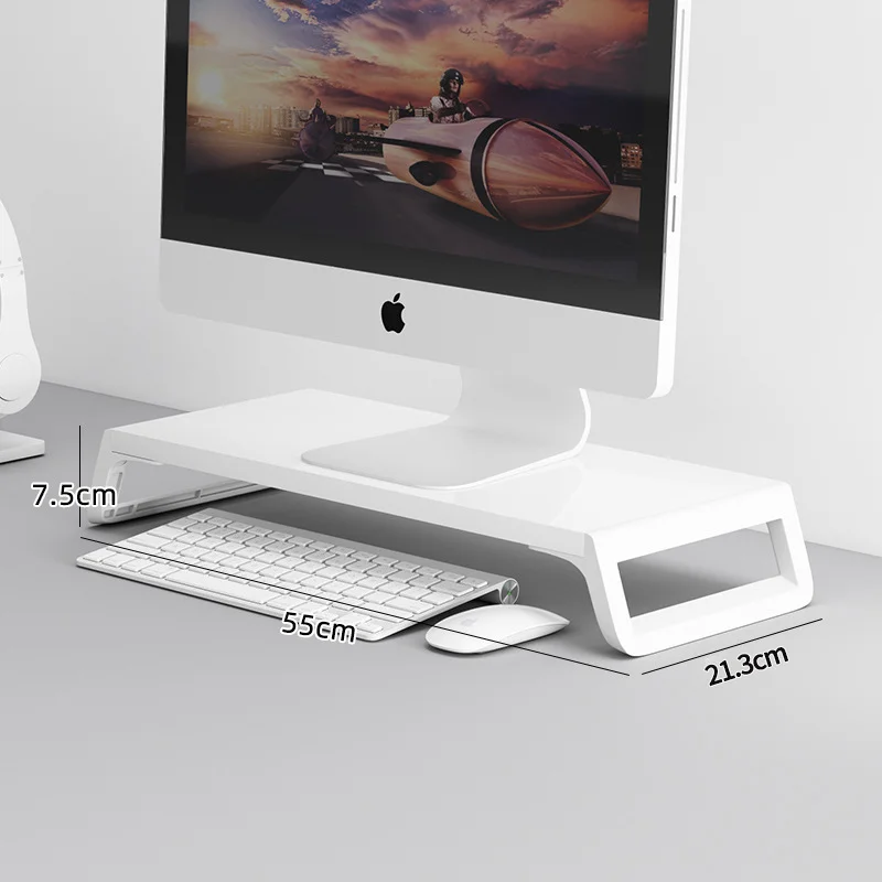 Monitortartó állvány, laptop állvány, monitor magasító fehér (monitor-stand-55x21.3x7.5-white)