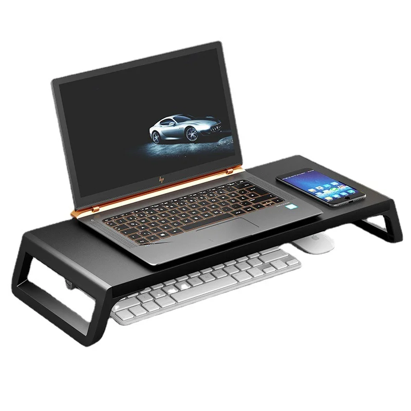 Monitortartó állvány, laptop állvány, monitor magasító fekete (monitor-stand-55x21.3x7.5-black)