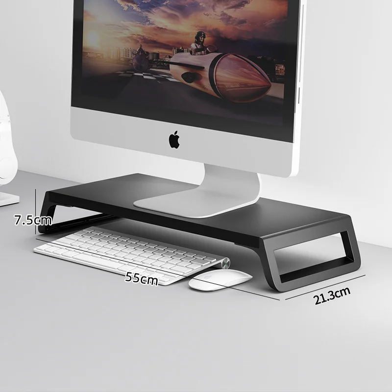 Monitortartó állvány, laptop állvány, monitor magasító fekete (monitor-stand-55x21.3x7.5-black)