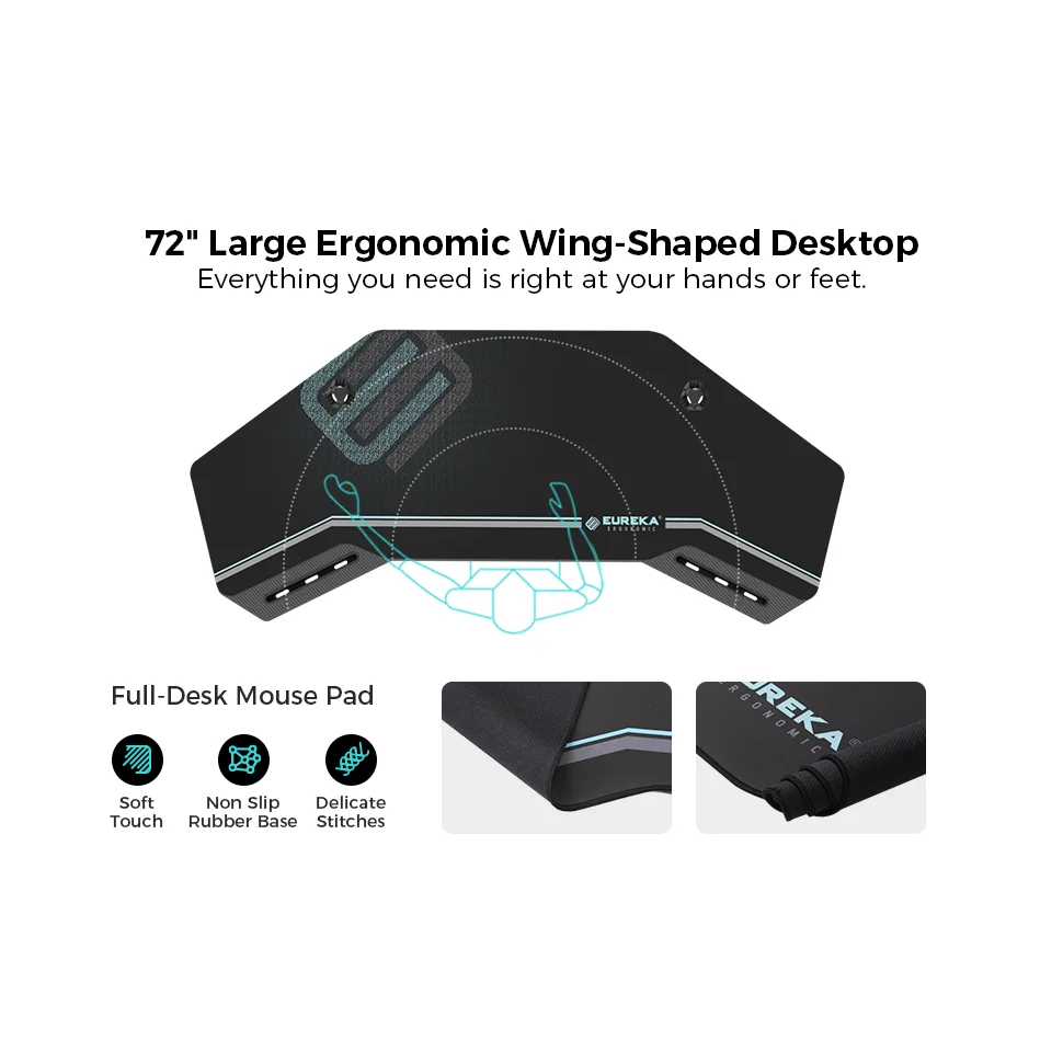 Eureka Ergonomic számítógépasztal, gamer asztal RGB világítással (ERK-AED-E70B-V3)