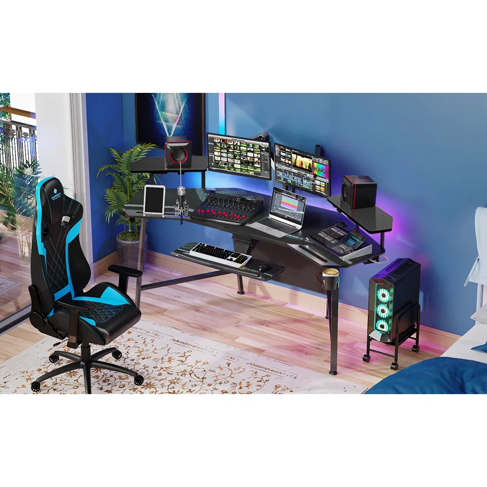 Eureka Ergonomic számítógépasztal, gamer asztal RGB világítással (ERK-AED-E70B-V3)