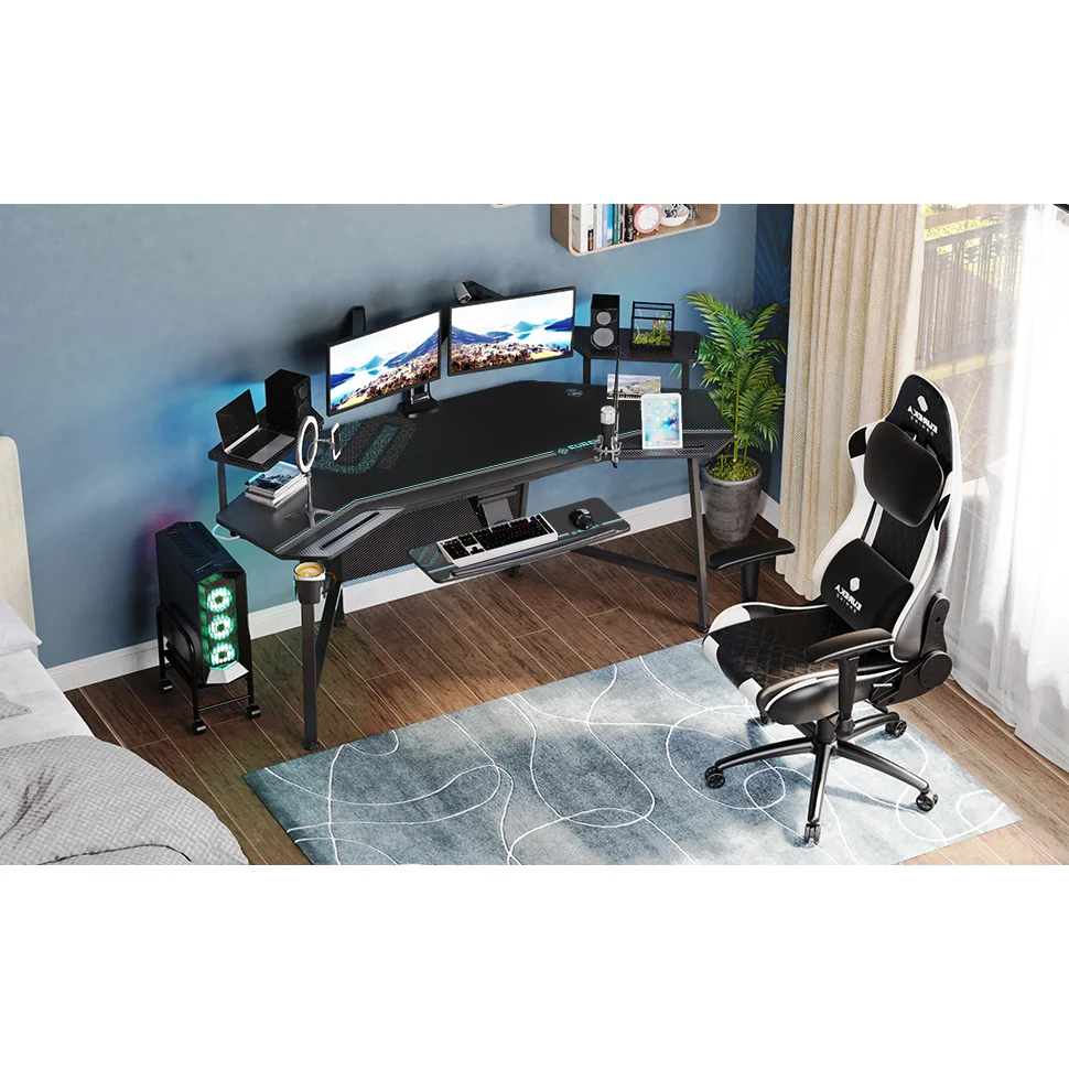 Eureka Ergonomic számítógépasztal, gamer asztal RGB világítással (ERK-AED-E70B-V3)