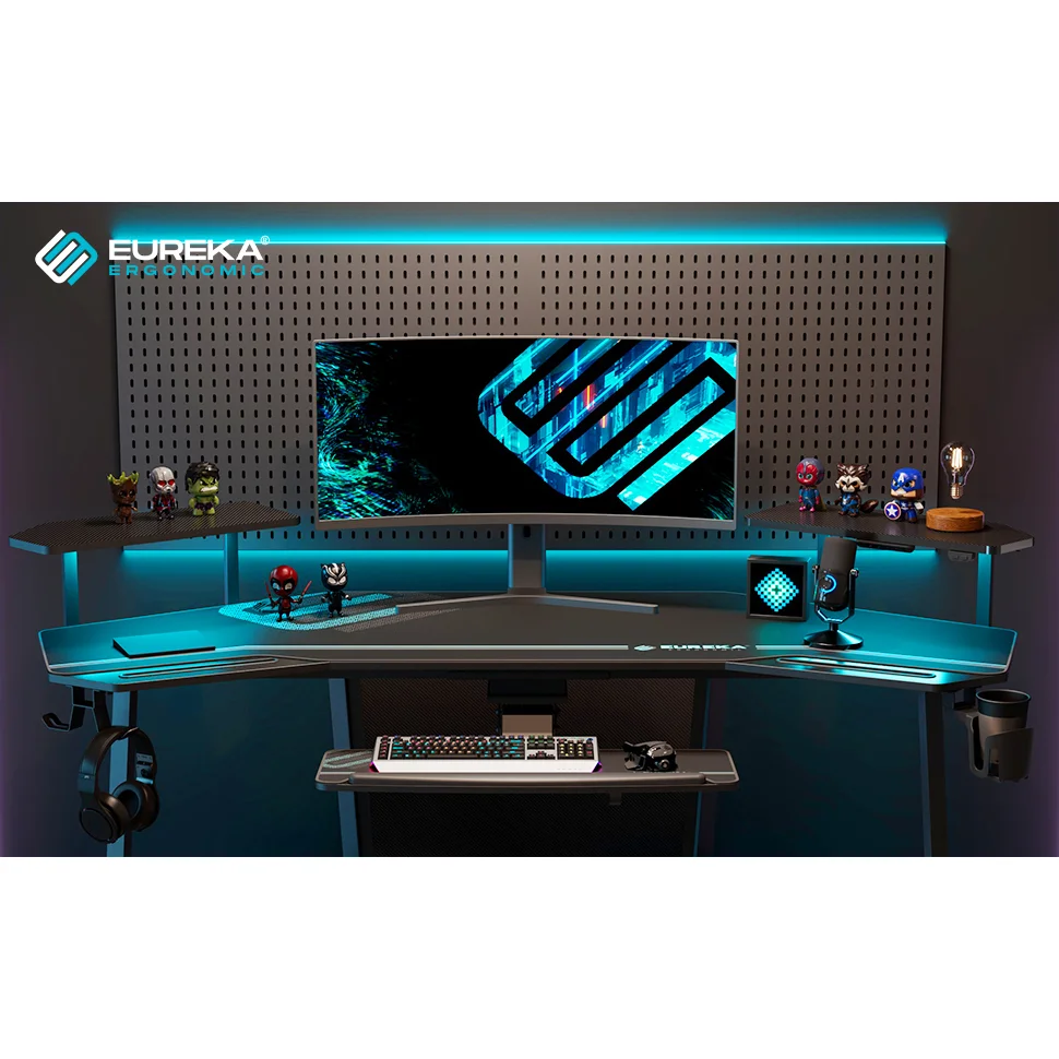 Eureka Ergonomic számítógépasztal, gamer asztal RGB világítással (ERK-AED-E70B-V3)