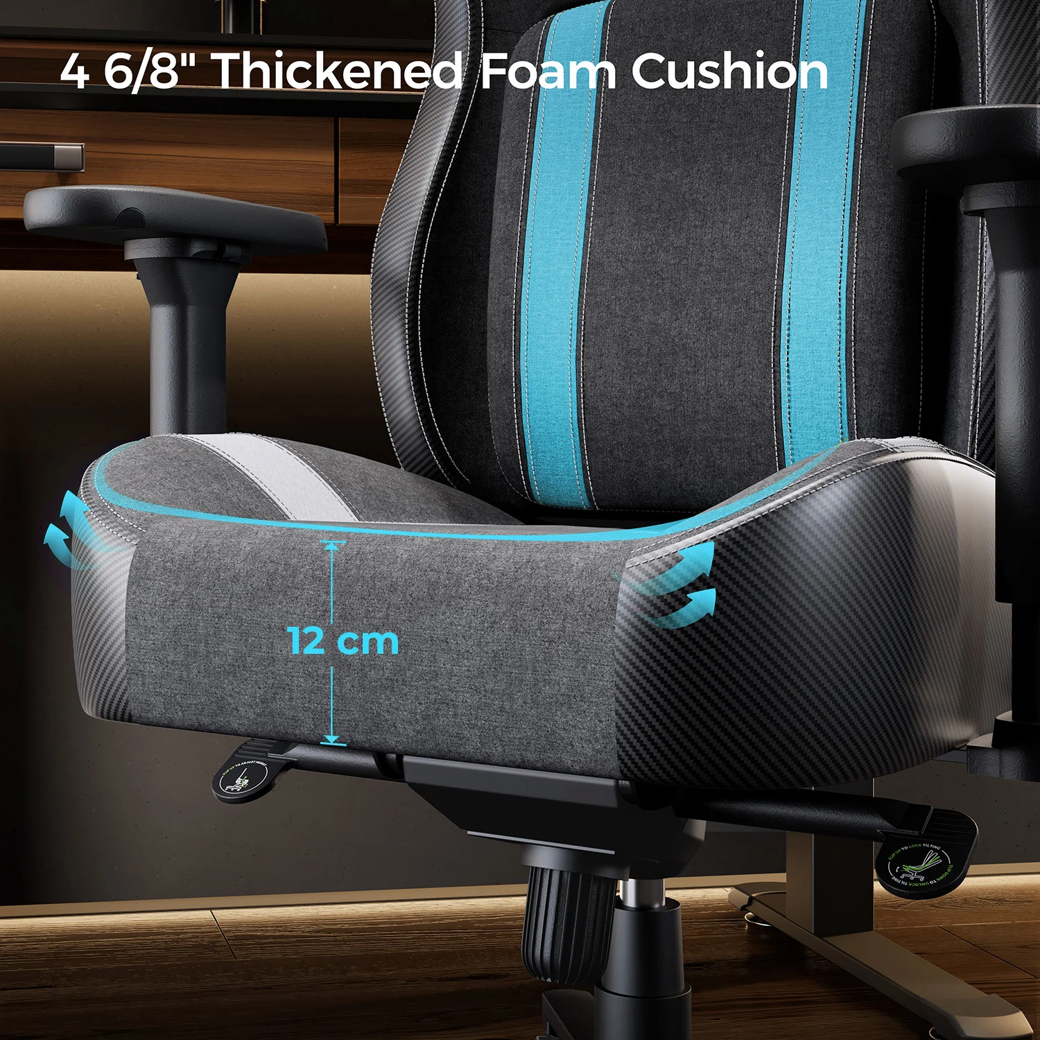 Eureka Ergonomic Python II gamer szék kék, szövet-műbőr (ERK-GC08-BU)