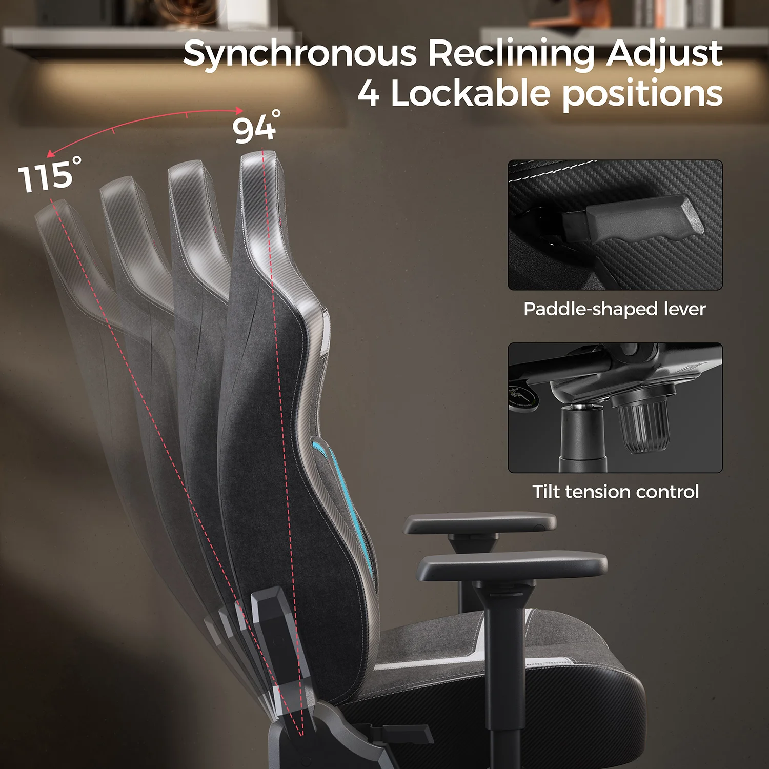 Eureka Ergonomic Python II gamer szék kék, szövet-műbőr (ERK-GC08-BU)