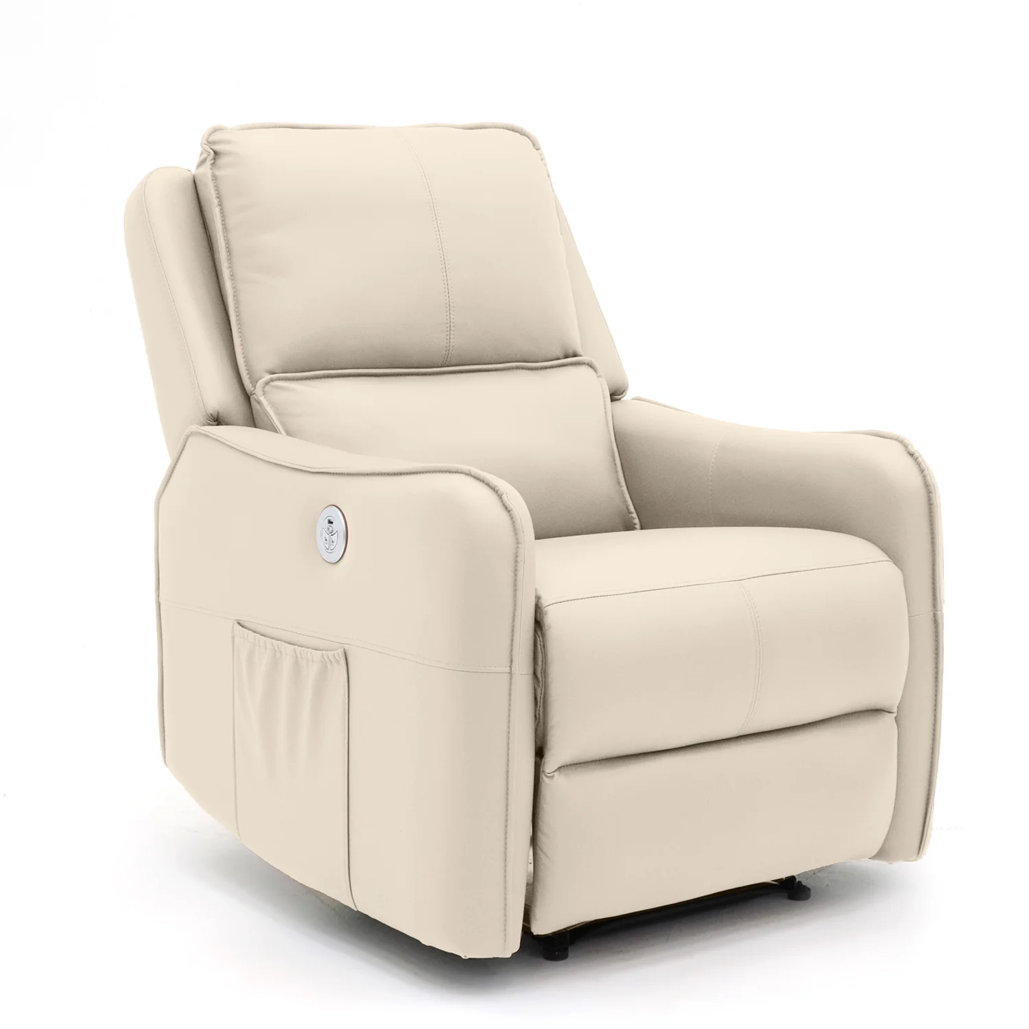 Relax fotelágy elektromosan dönthető háttámlával, lábtartóval, vibrációs masszázzsal bézs textilbőr (ELEC-MASS-JKY9186-BEIGE-TL)