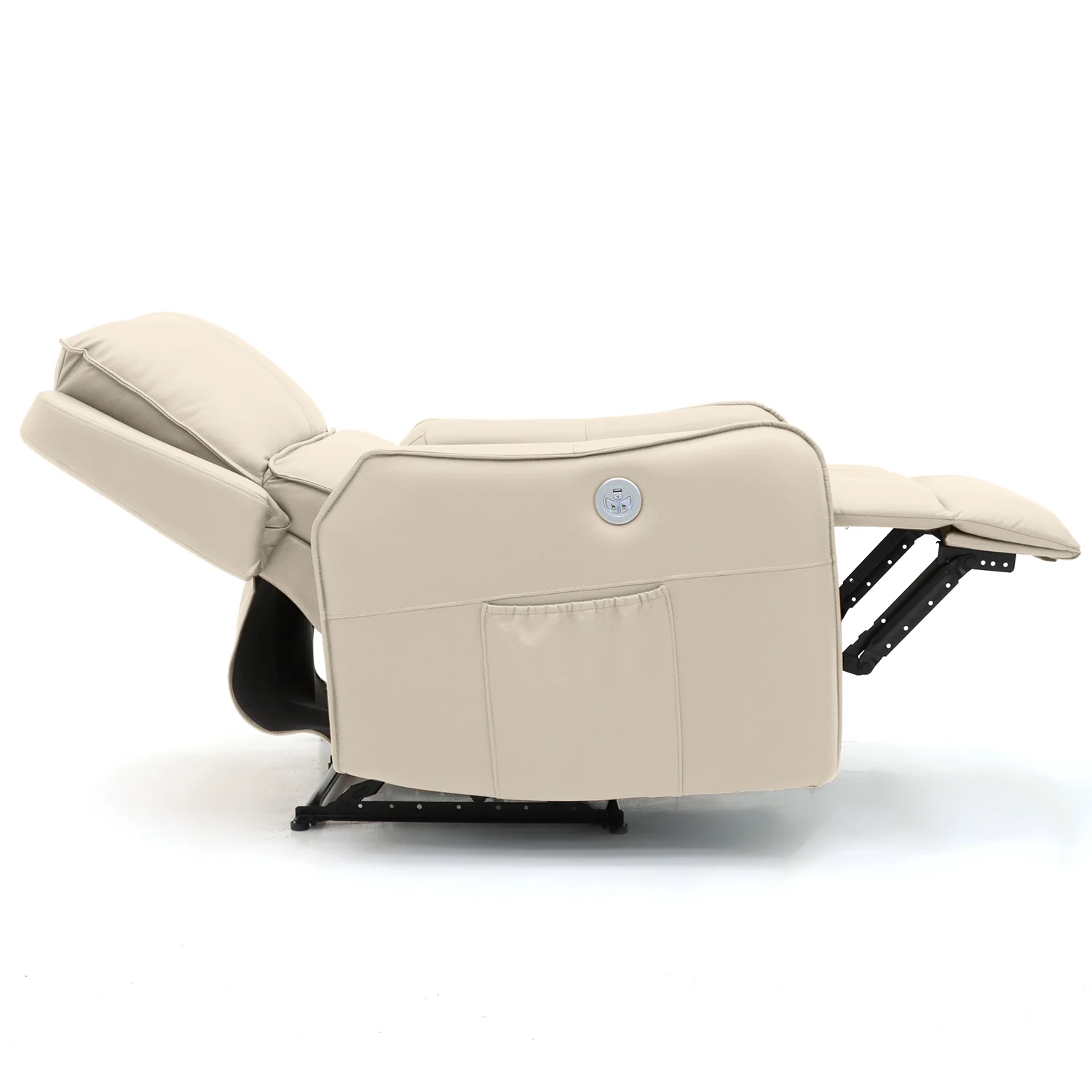 Relax fotelágy elektromosan dönthető háttámlával, lábtartóval, vibrációs masszázzsal bézs textilbőr (ELEC-MASS-JKY9186-BEIGE-TL)