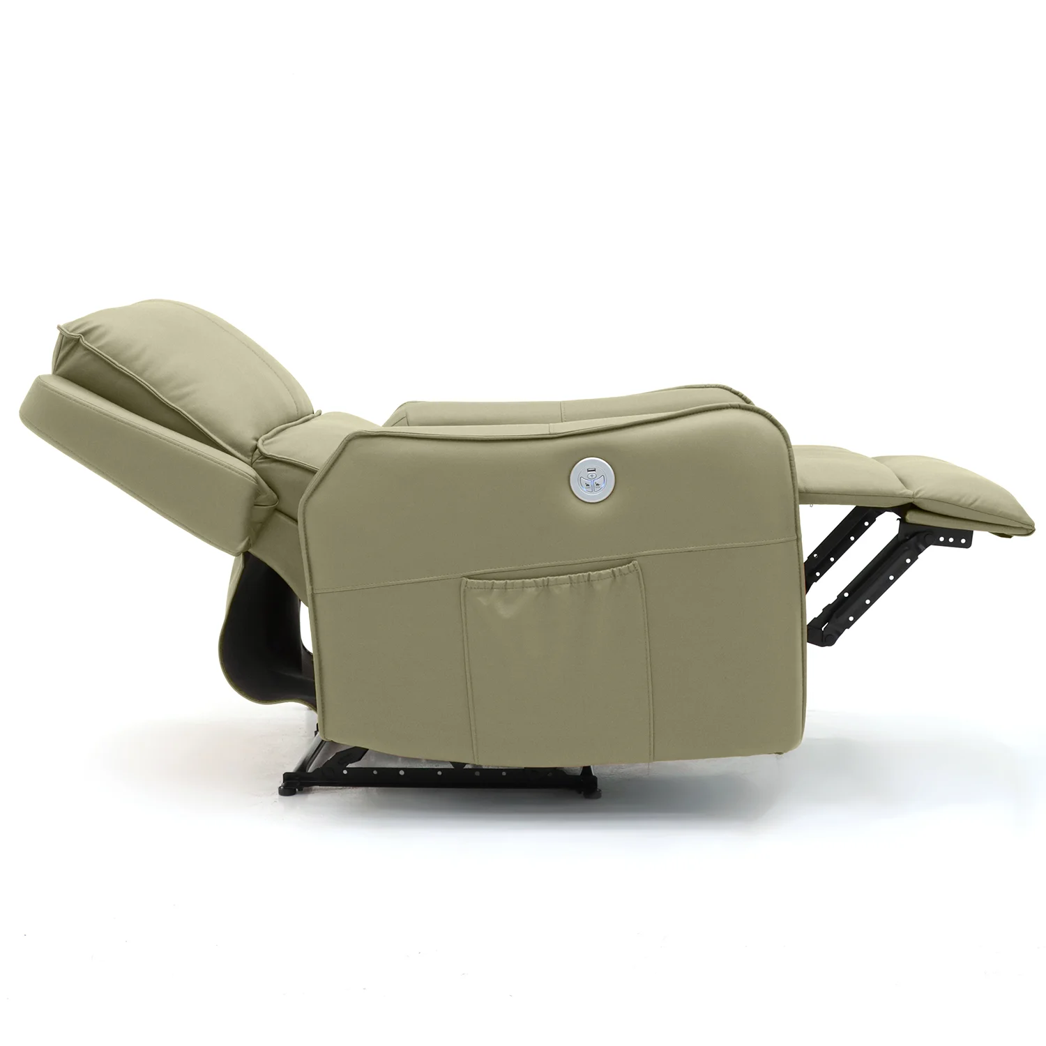 Relax fotelágy elektromosan dönthető háttámlával, lábtartóval, vibrációs masszázzsal zöld textilbőr (ELEC-MASS-JKY9186-GREEN-TL)