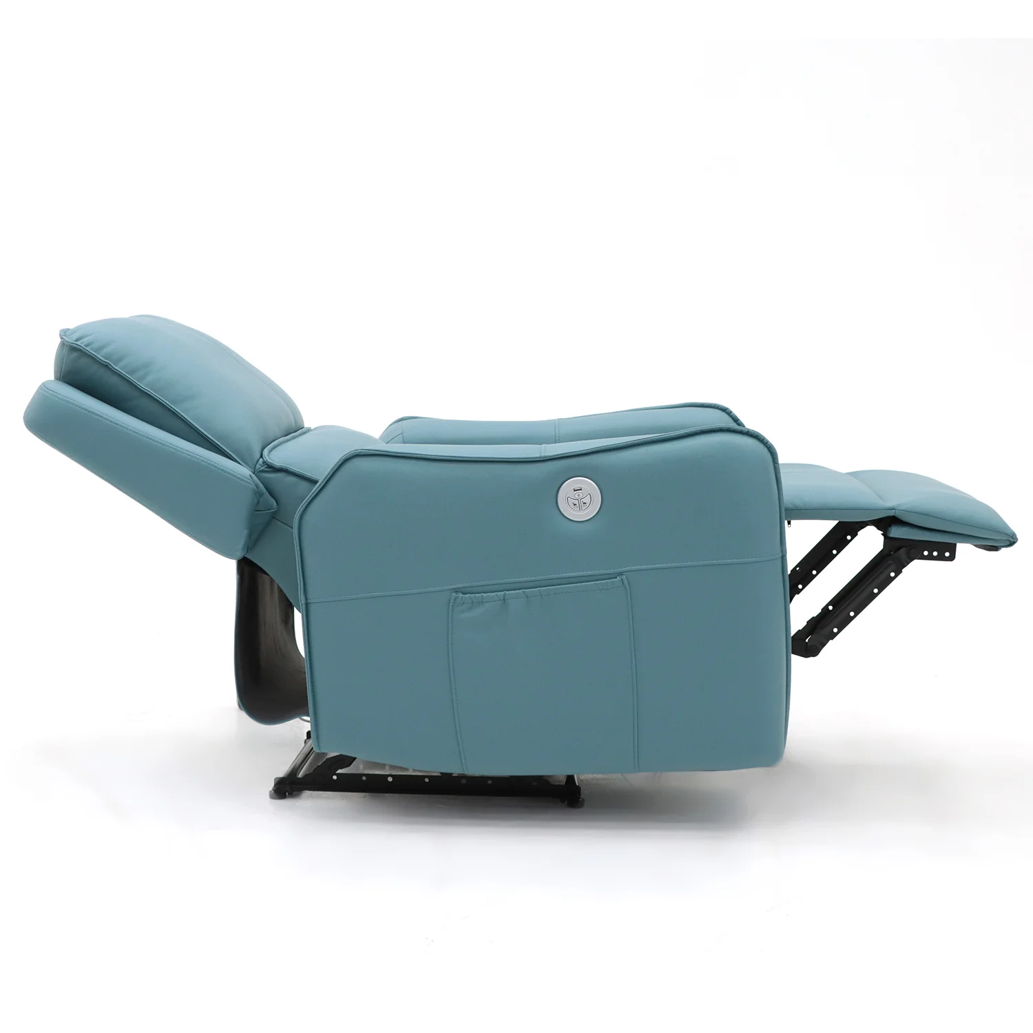 Relax fotelágy elektromosan dönthető háttámlával, lábtartóval, vibrációs masszázzsal kék textilbőr (ELEC-MASS-JKY9186-BLUE-TL)