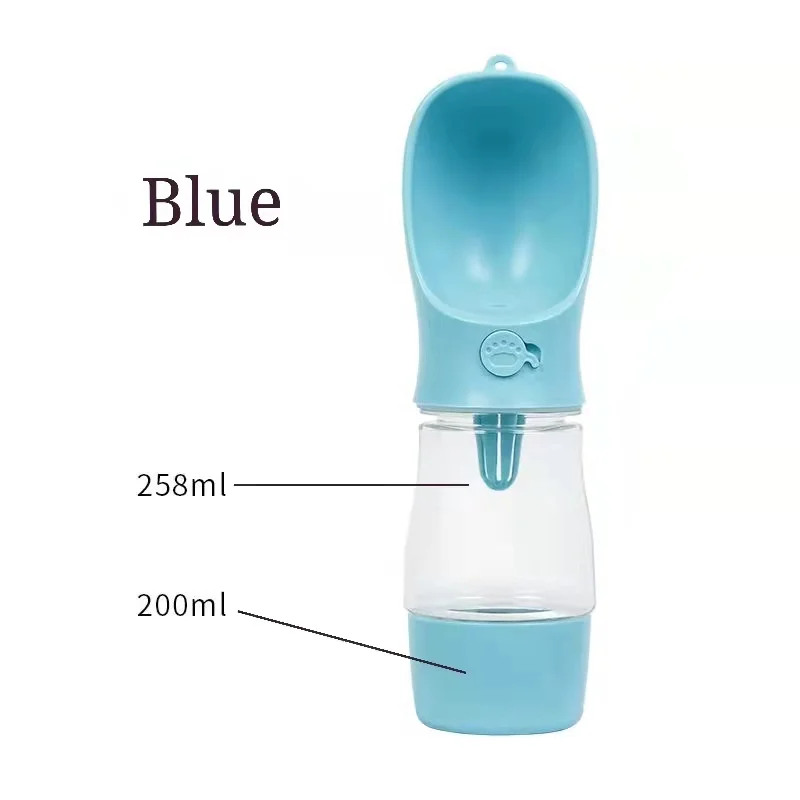 Hordozható kutya itató palack, kulacs jutalomfalat tartóval kék (JA2305-109)