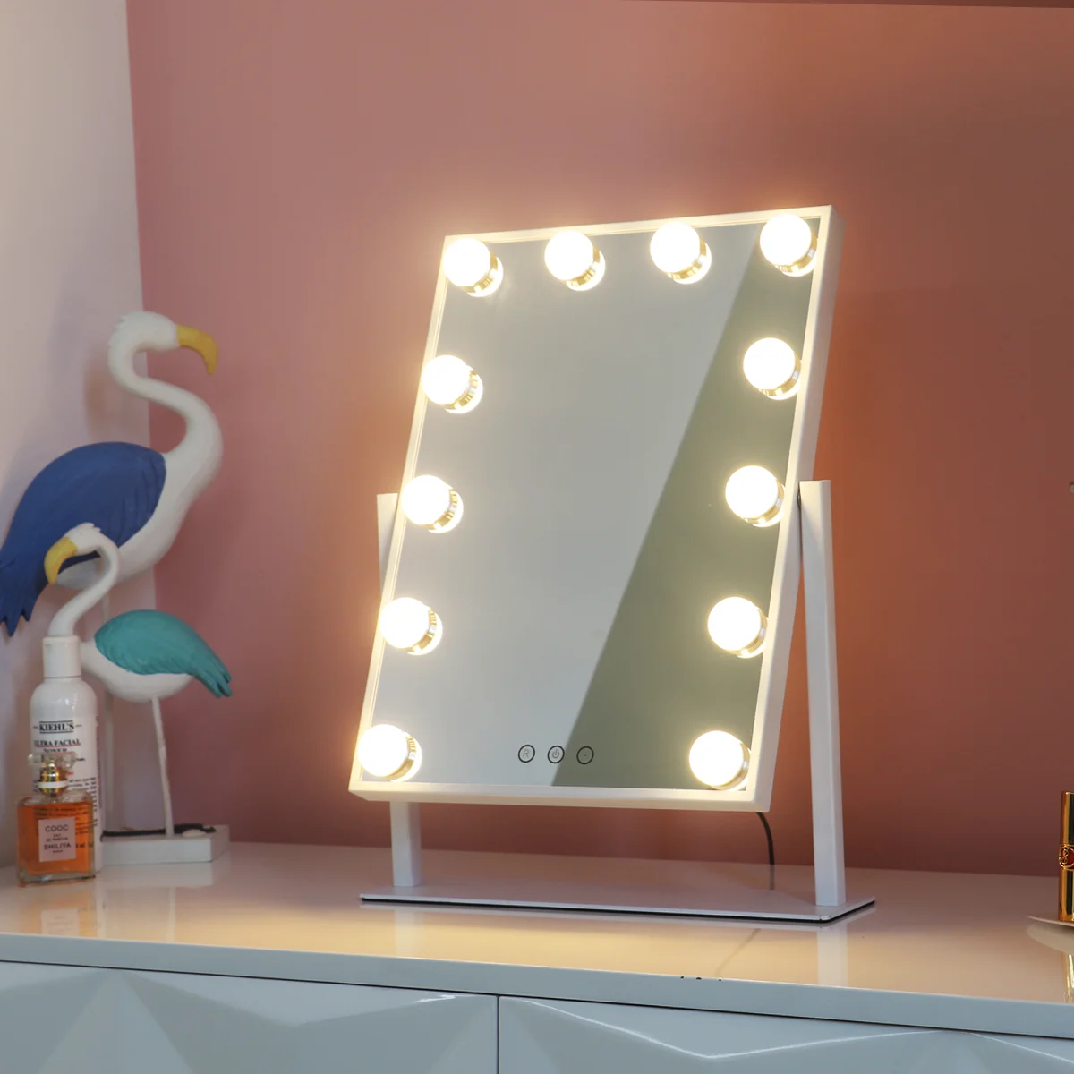 Hollywood tükör, sminkes tükör, LED asztali sminktükör fehér (DP330)