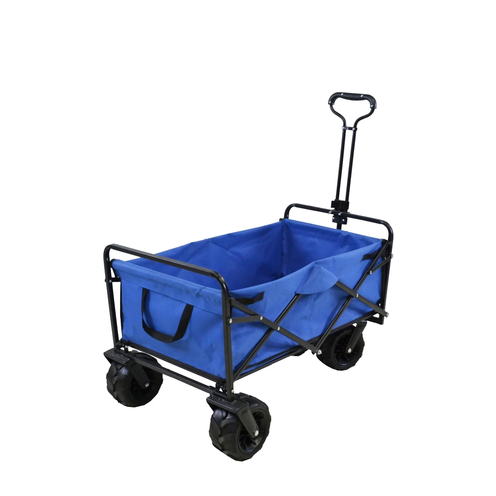 Fém kézikocsi, összecsukható kerti kocsi ponyvával, kék, max. 70kg teherbírás (A04)