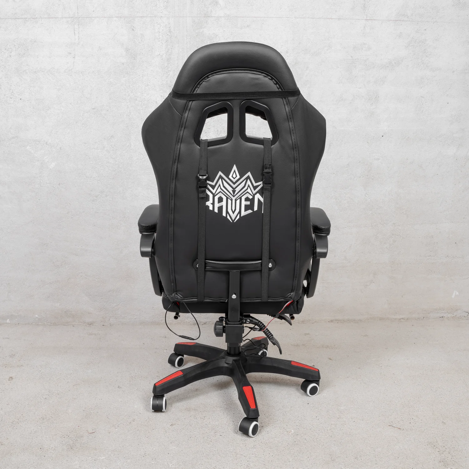 RGB Gamer szék, forgószék lábtartóval fekete-piros világítással (919)