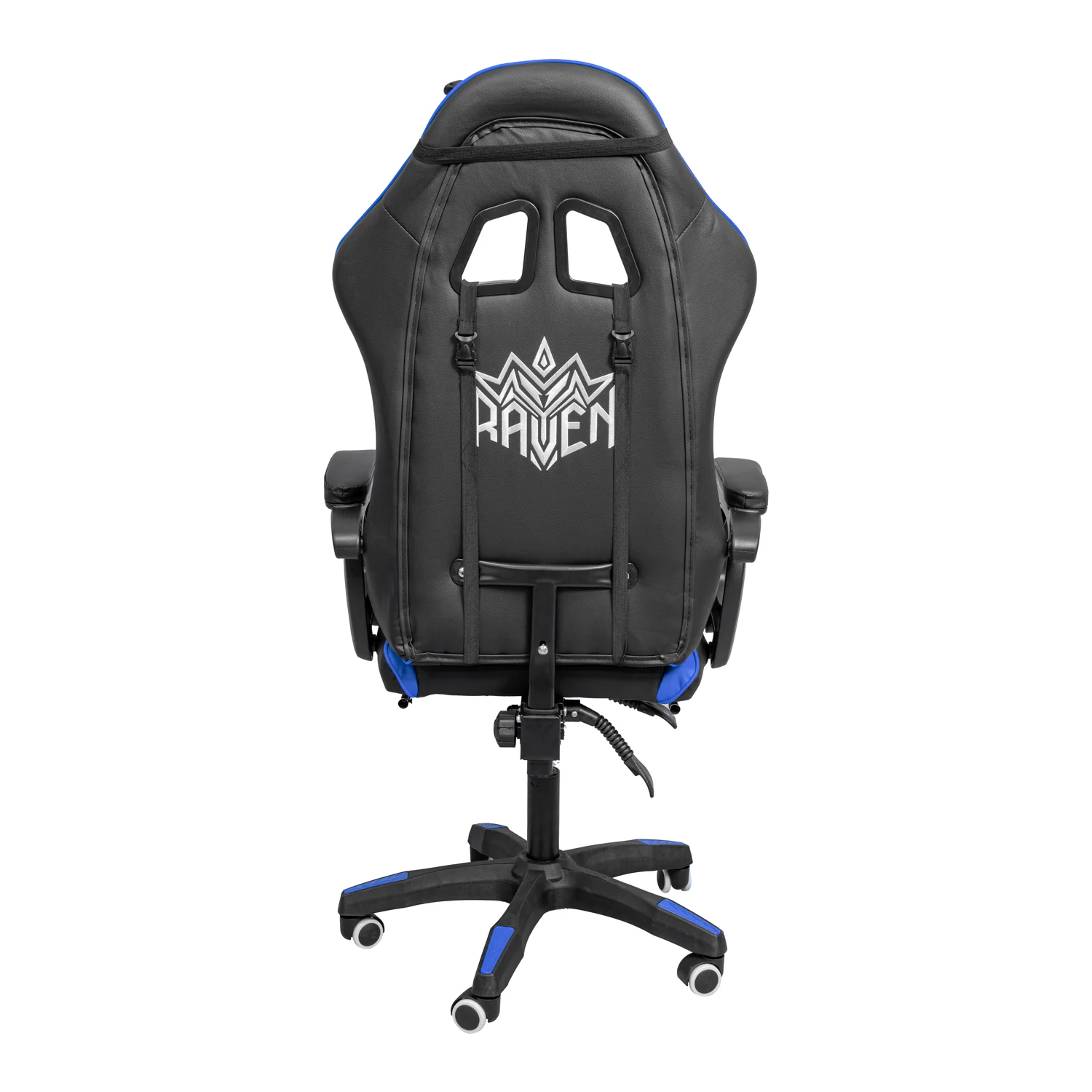Gamer szék, forgószék lábtartóval fekete-kék (919)