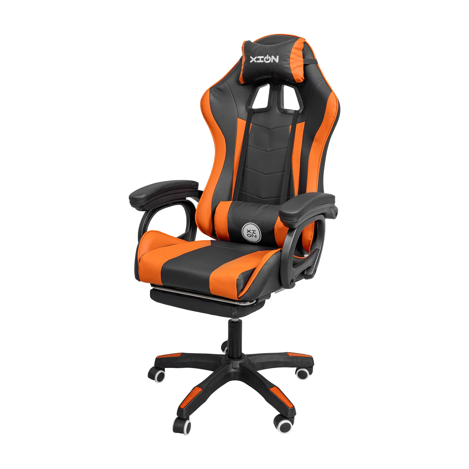 Gamer szék, forgószék lábtartóval fekete-narancssárga (919)