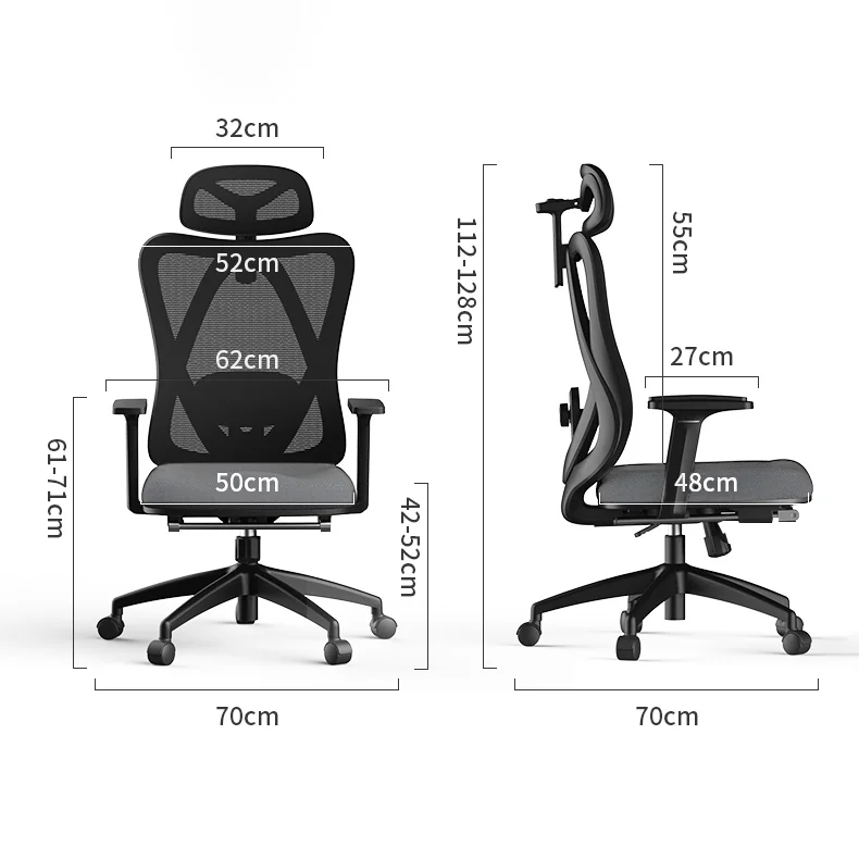 Ergonomikus irodai szék, forgószék, szürke (T15)