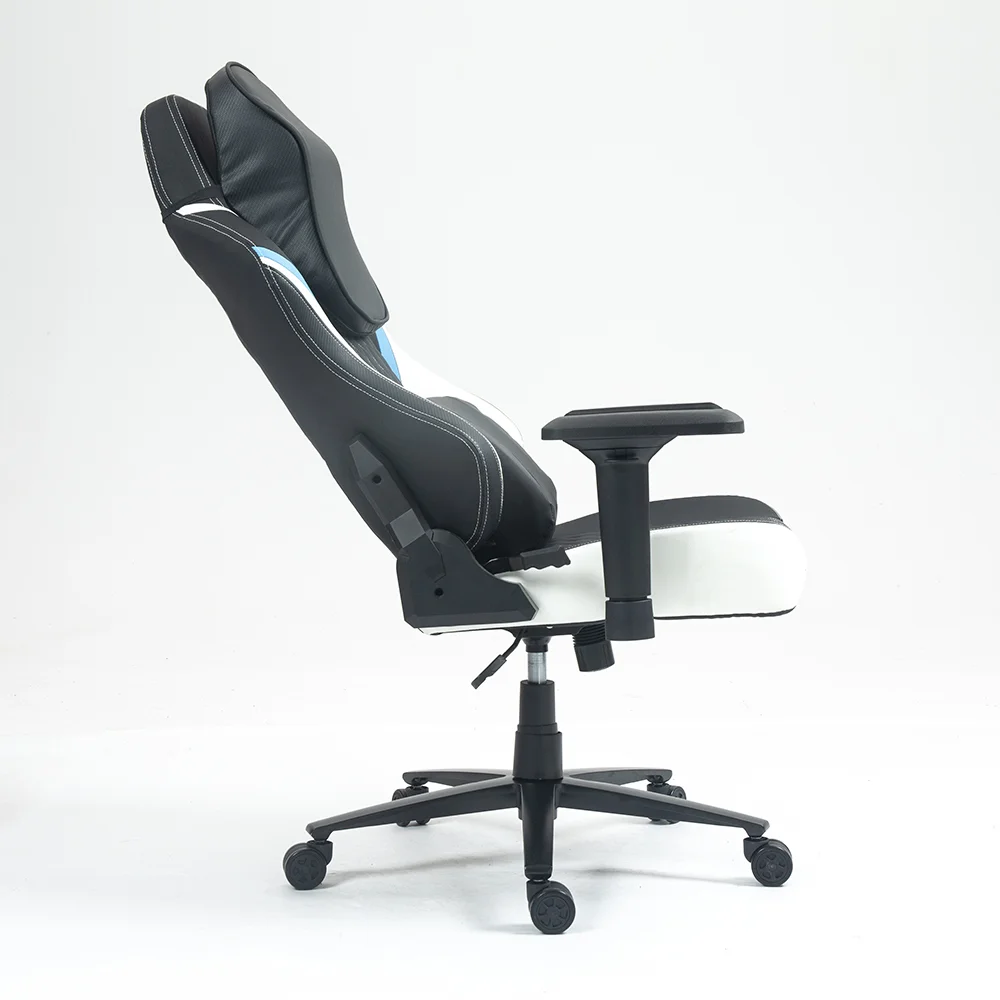 Prémium ergonomikus irodai szék, forgószék, gamer szék fekete-világoskék-fehér (AUS01)
