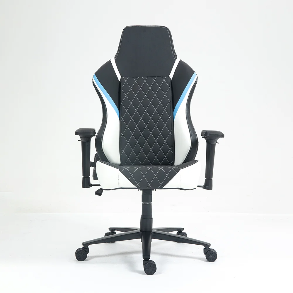 Prémium ergonomikus irodai szék, forgószék, gamer szék fekete-világoskék-fehér (AUS01)