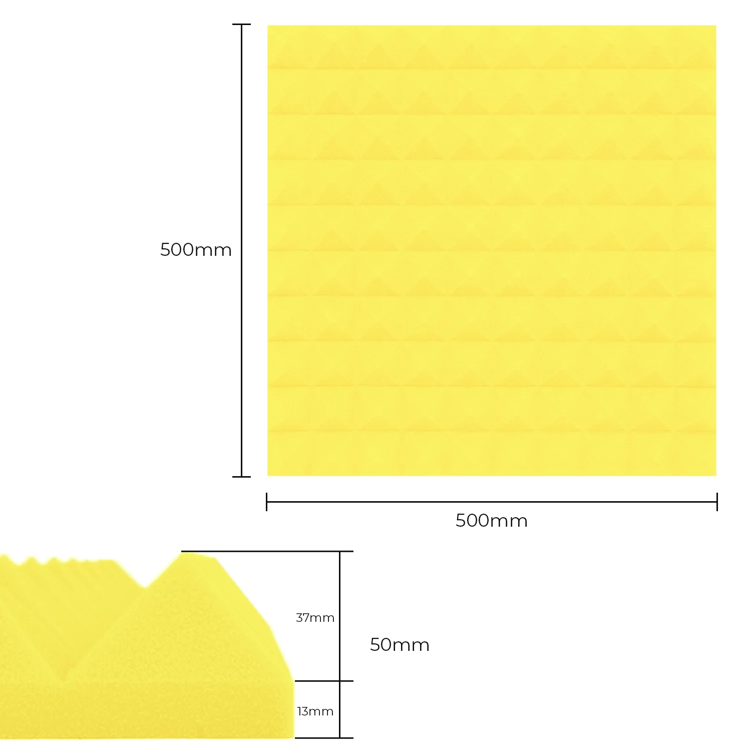 Hangelnyelő szivacs, 50x50cm, piramis, világos sárga, öntapadós