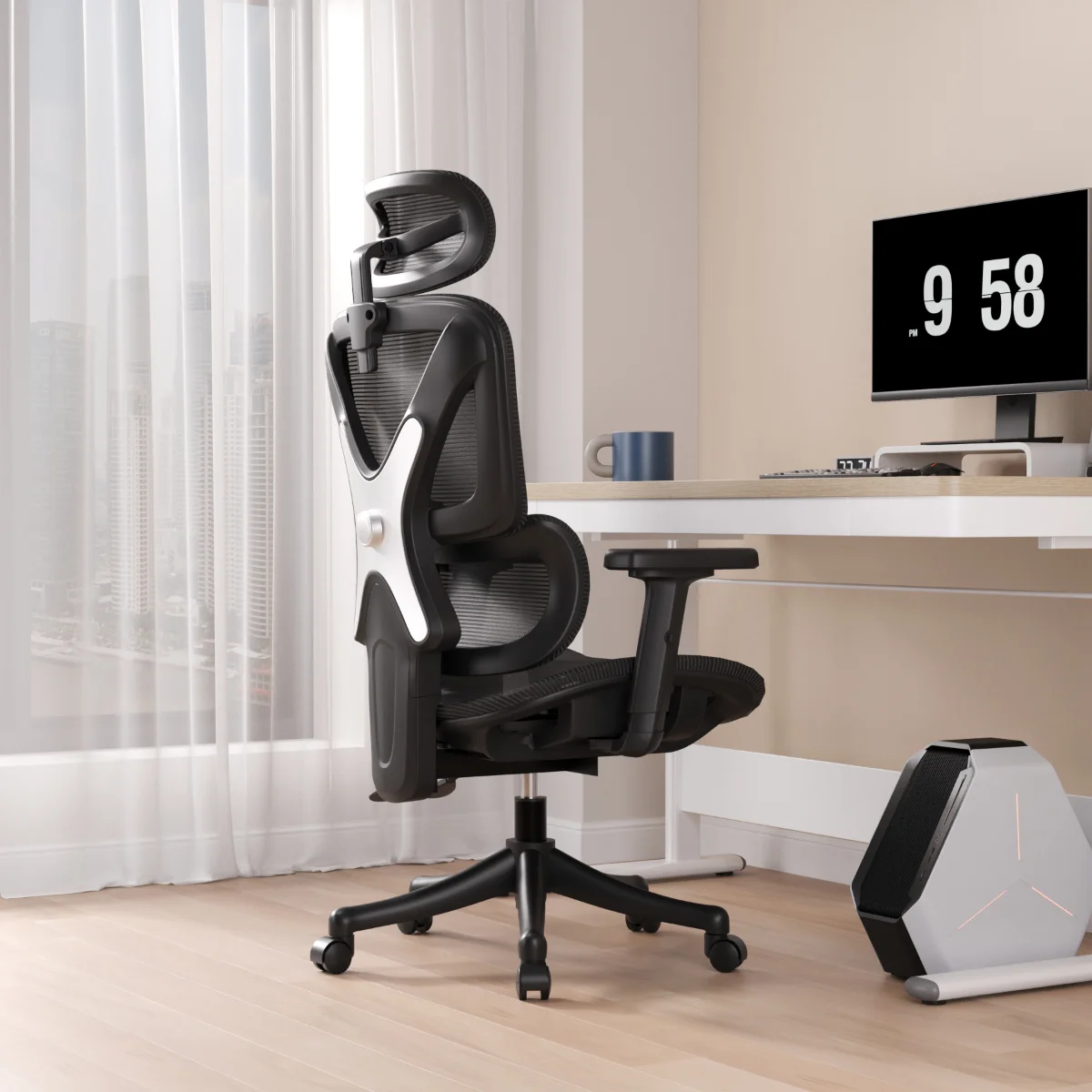 Ergonomikus irodai szék, forgószék, fekete (E07 BLACK) hálós