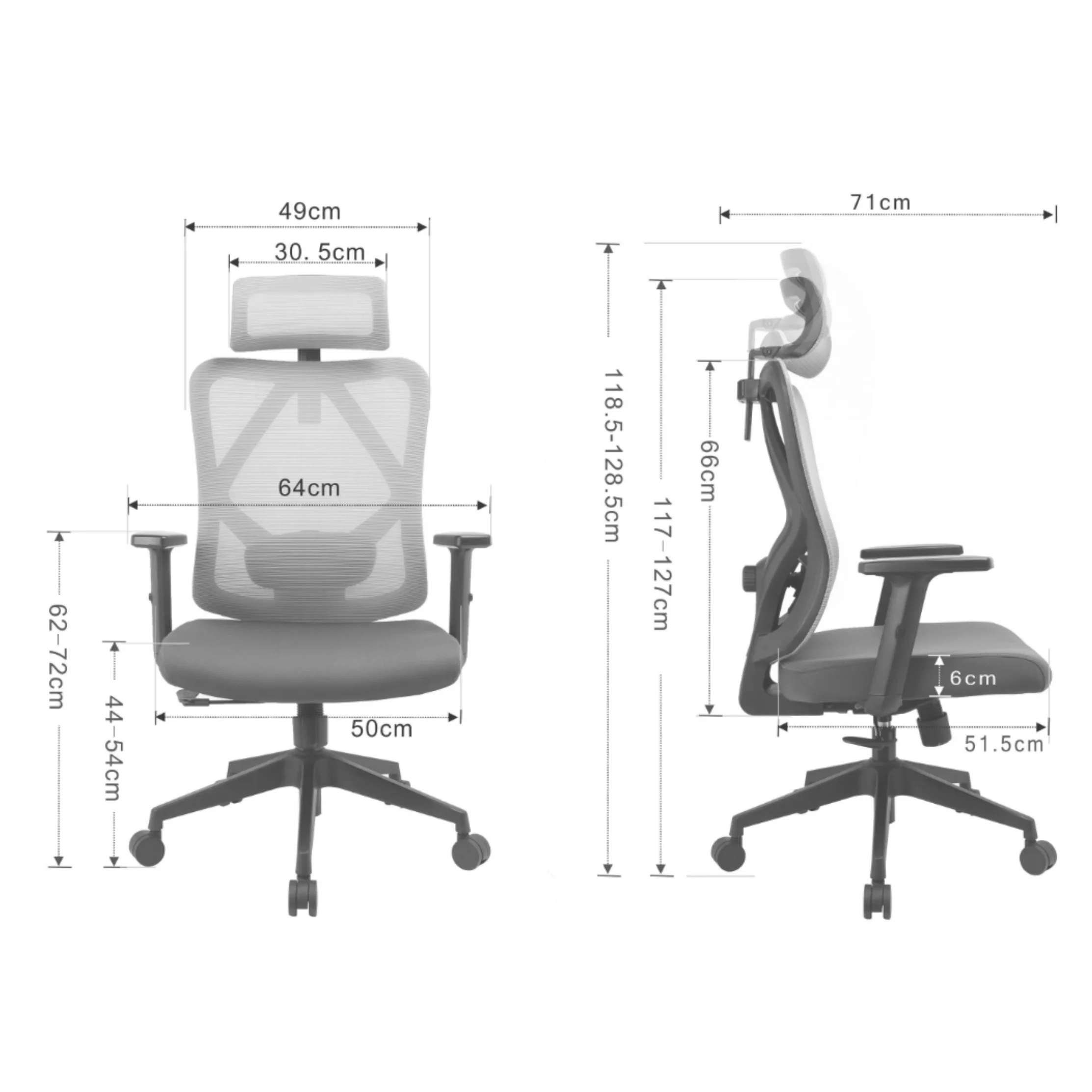 Ergonomikus irodai szék, forgószék, hálós szürke (M-18 GREY)