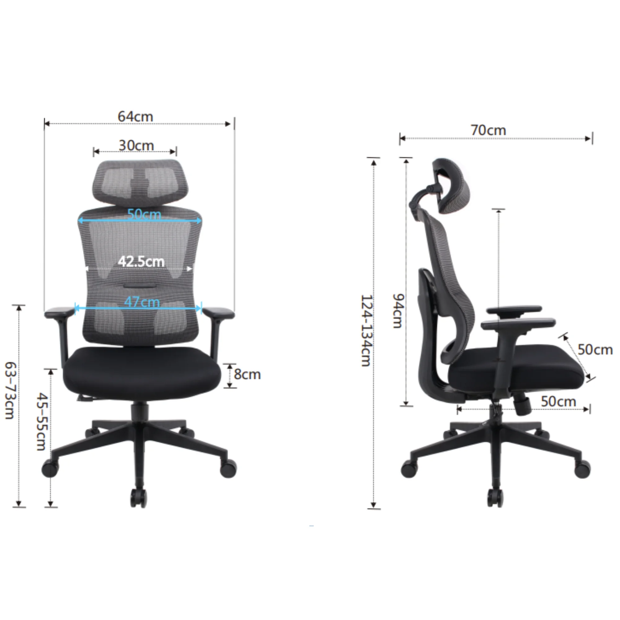 Prémium ergonomikus irodai szék, forgószék, hálós fekete (T-52 BLACK)