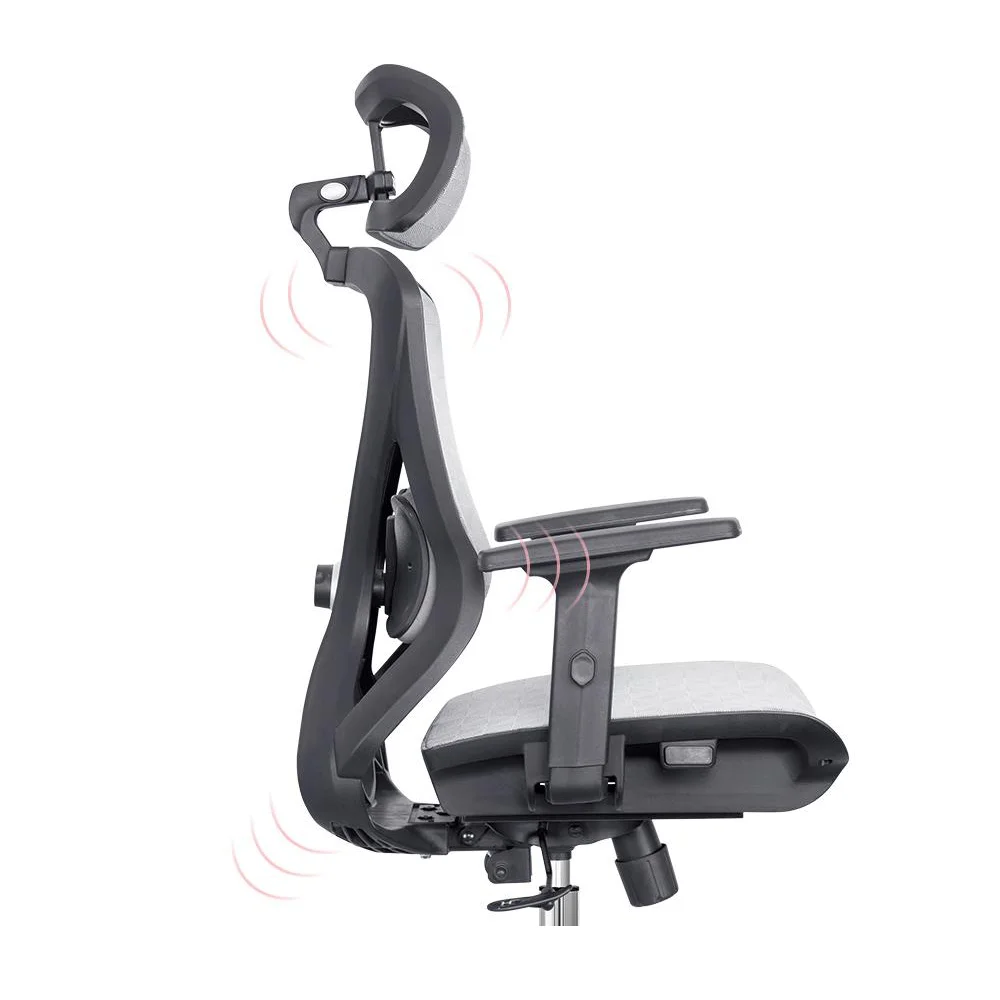 Prémium ergonomikus irodai szék, forgószék, fejtámasszal, fekete hálós (LA-8064MH-1-BLACK)