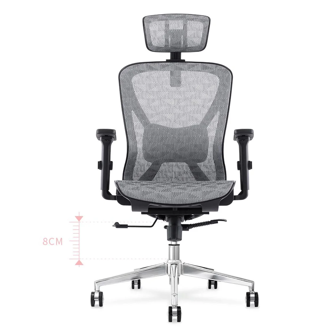 Prémium ergonomikus irodai szék, forgószék, fejtámasszal, fekete hálós (LA-8064MH-1-BLACK)