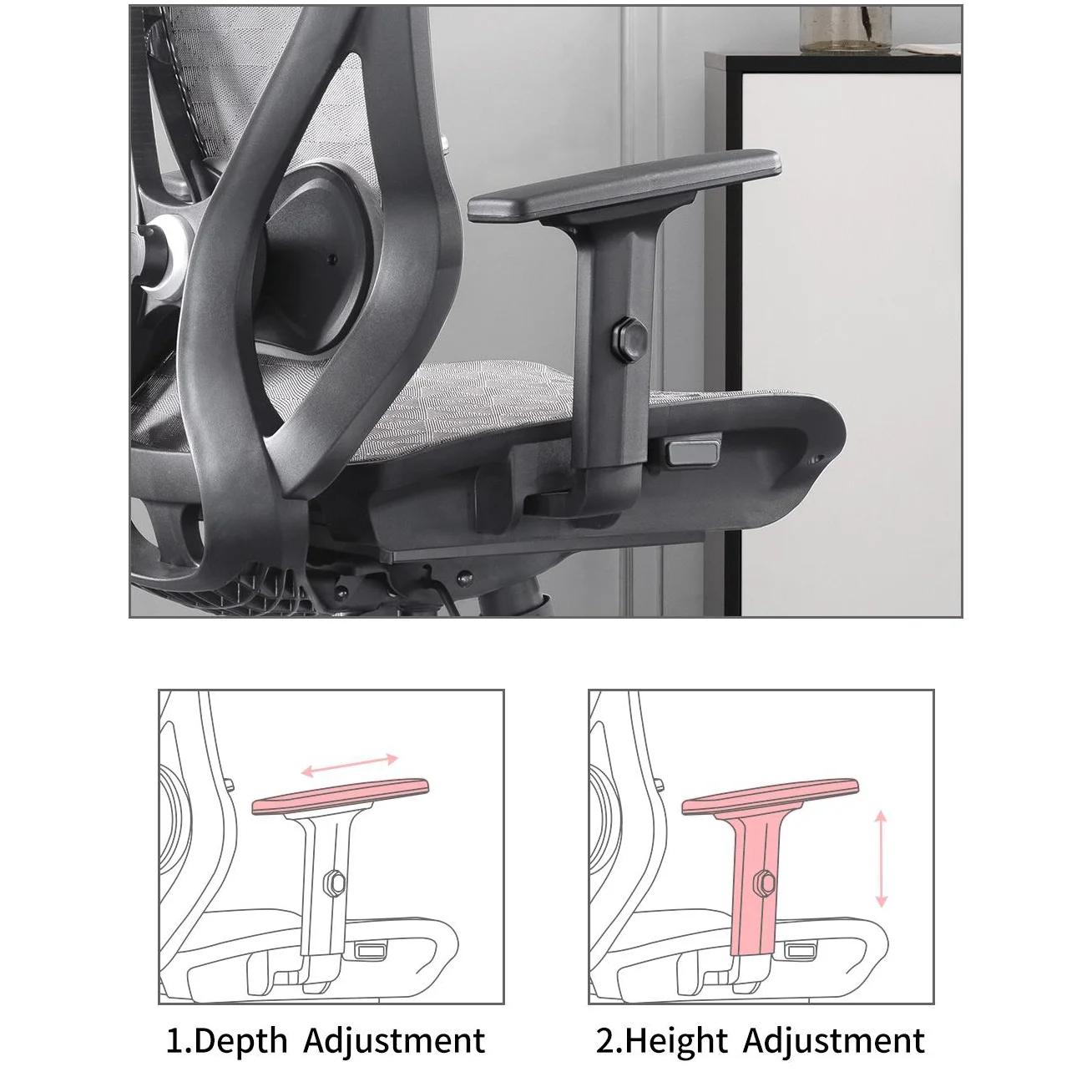 Prémium ergonomikus irodai szék, forgószék, fejtámasszal, szürke hálós (LA-8064MH-1-GREY)