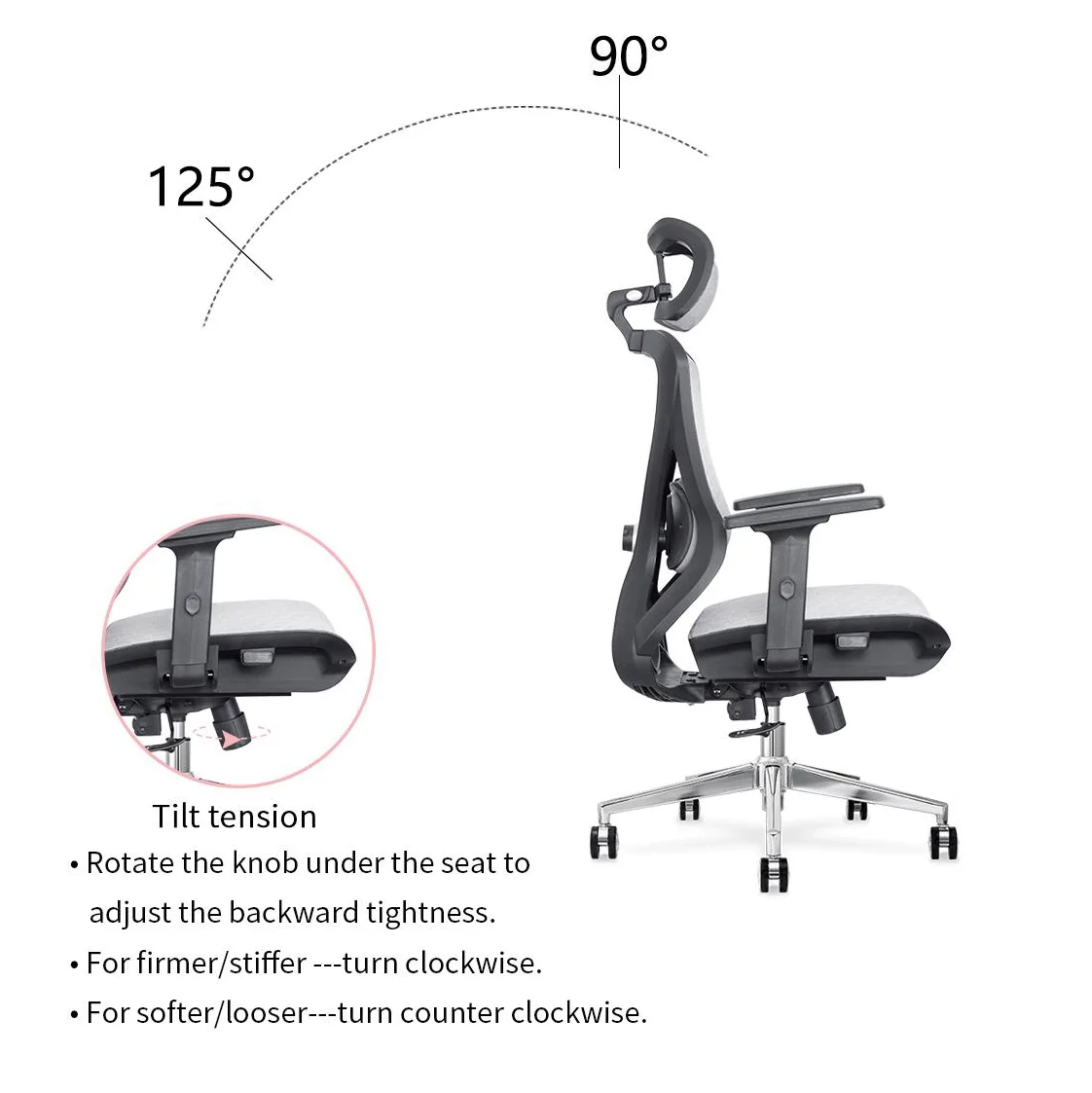 Prémium ergonomikus irodai szék, forgószék, fejtámasszal, szürke hálós (LA-8064MH-1-GREY)