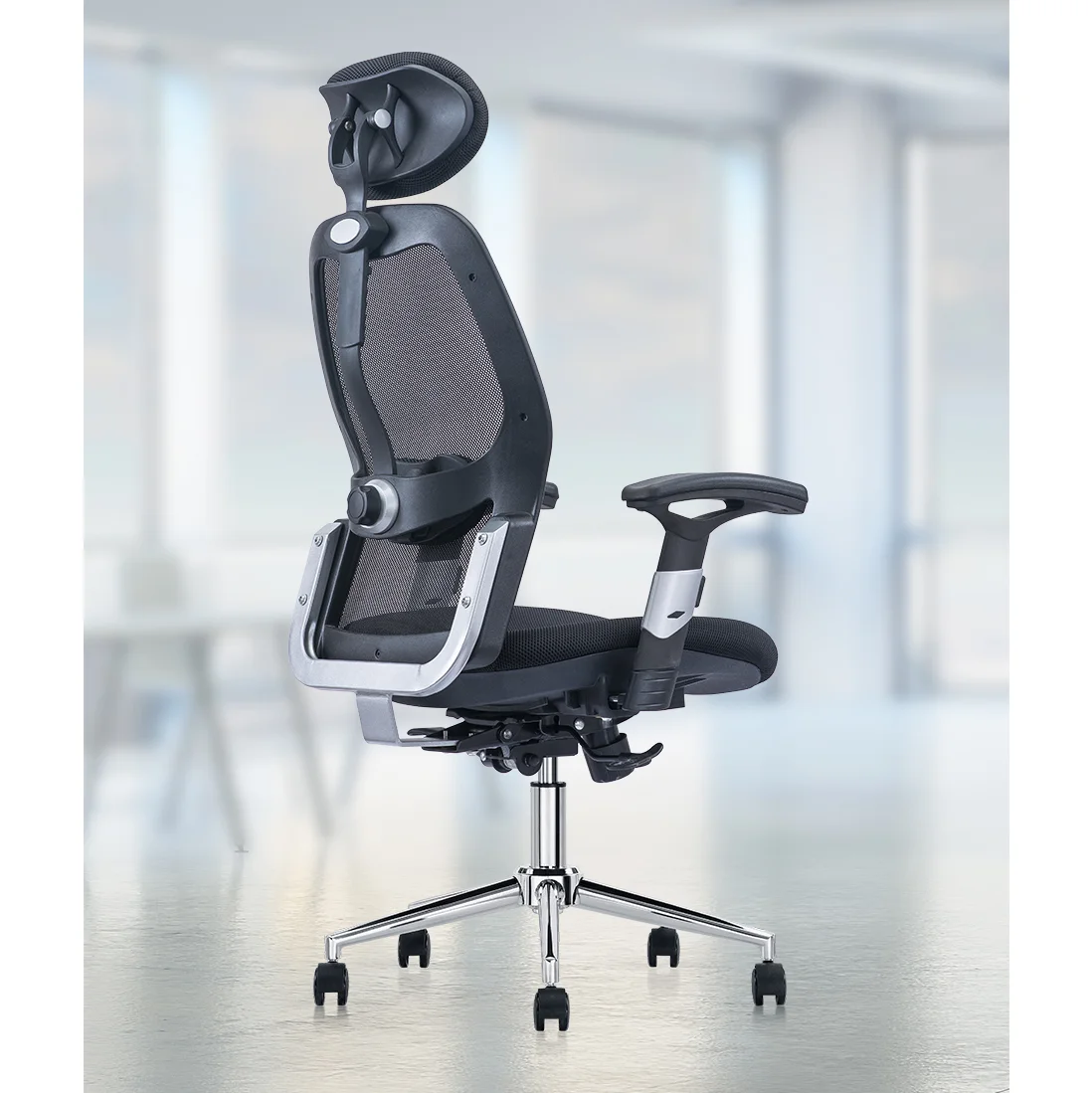 Prémium ergonomikus irodai szék, forgószék, fekete hálós (LA-830H-1-BLACK)