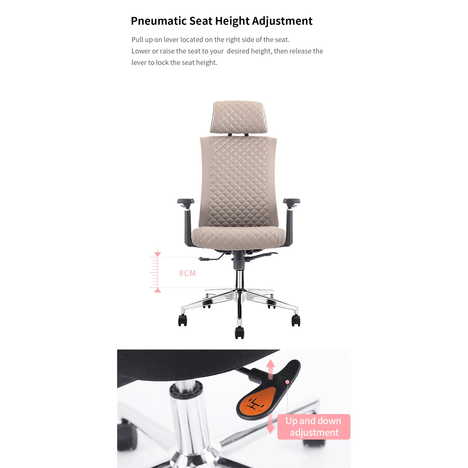 Prémium ergonomikus irodai szék, forgószék, fekete (LA-8046PH-BLACK)