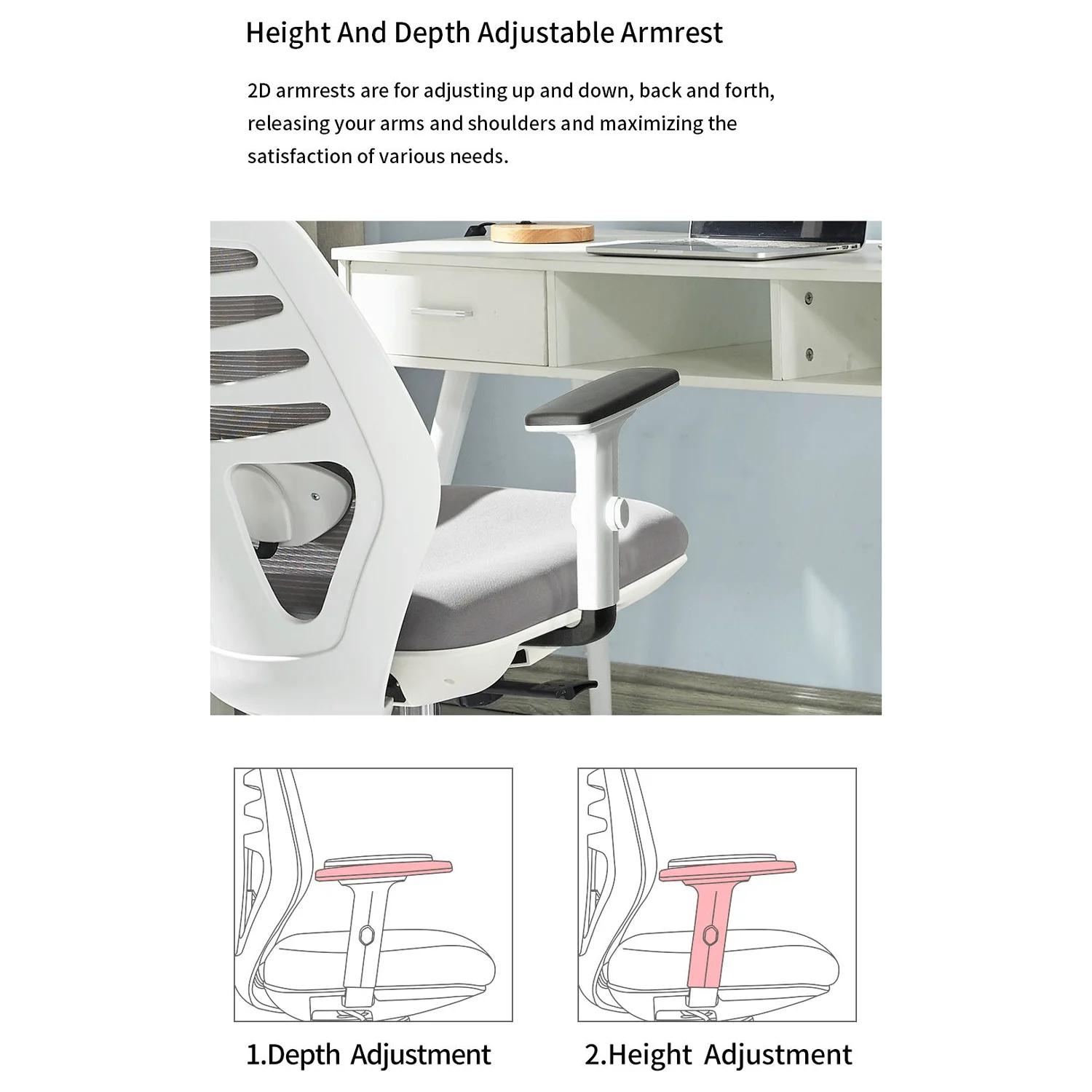 Ergonomikus irodai szék, forgószék, fehér-szürke hálós (LA-8036FH-WHITE-GREY)