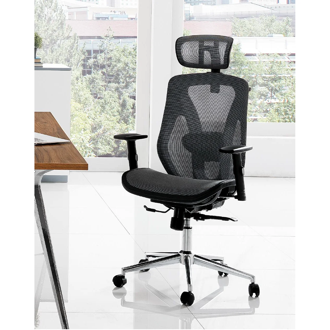 Ergonomikus irodai szék, forgószék, fekete hálós (LA-8015MH-1-BLACK)