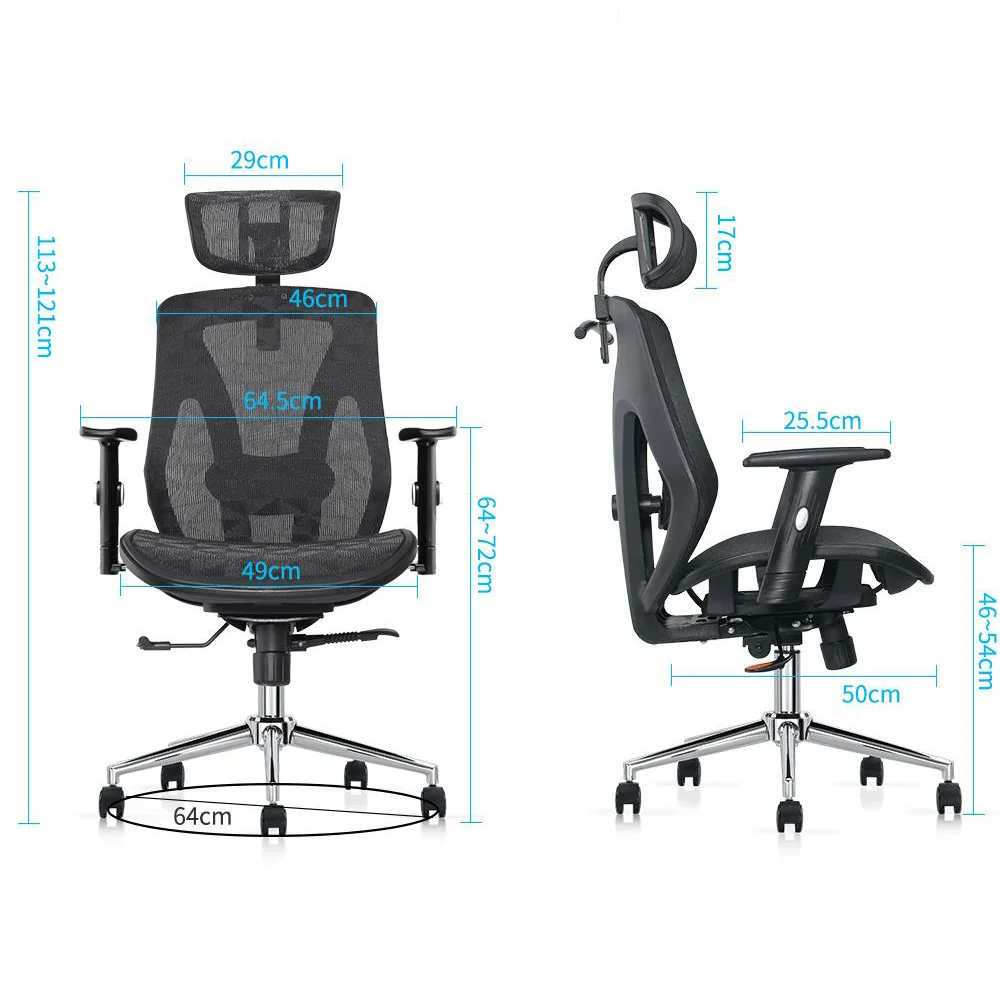 Ergonomikus irodai szék, forgószék, fekete hálós (LA-8015MH-1-BLACK)