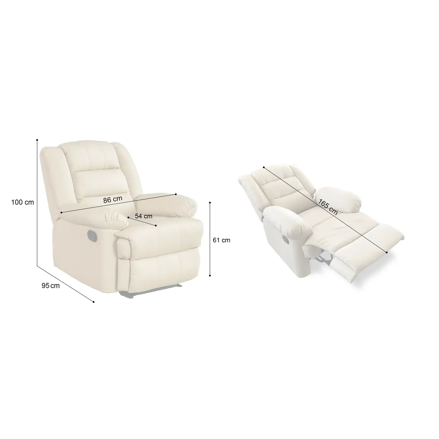 Manuális fekvőfotel, relax fotelágy bézs szövet (JNF-MANUAL-BEIGE) JN-R8053A51