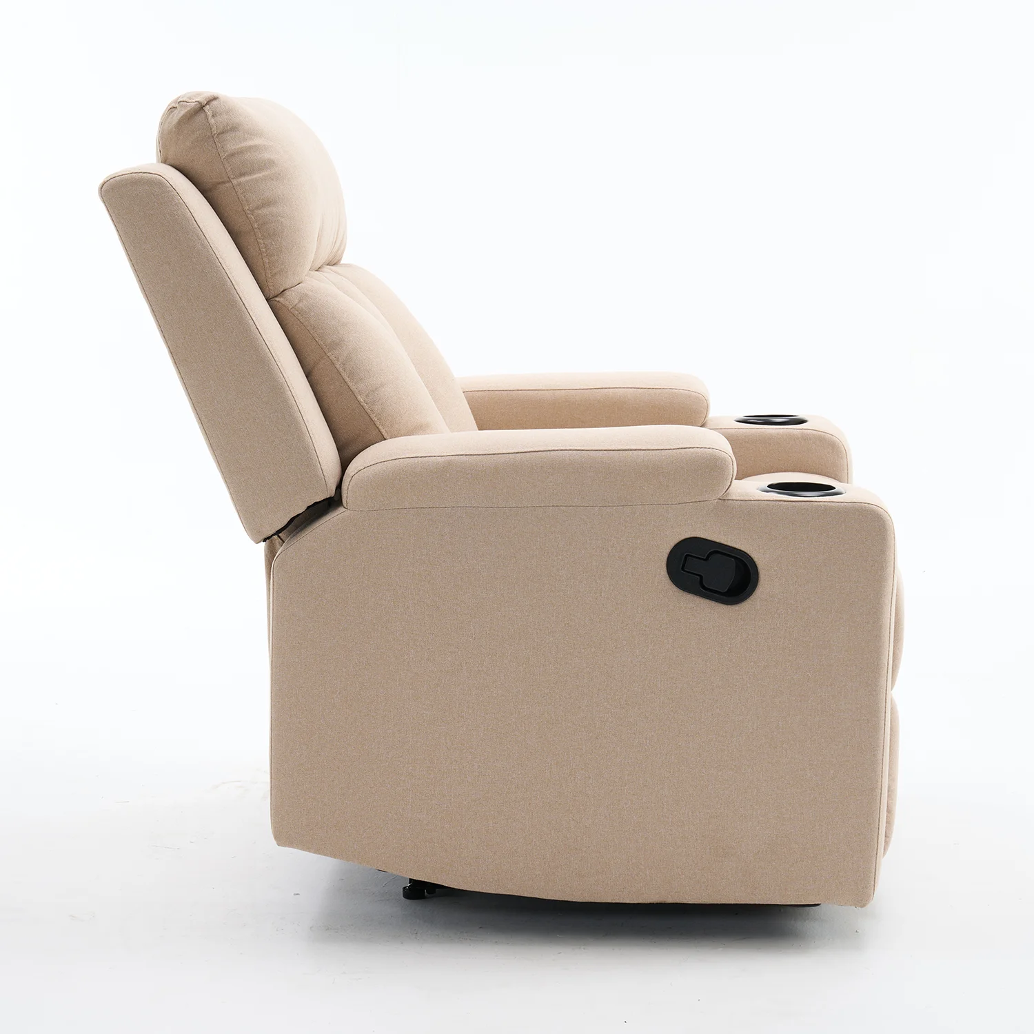 Manuális fekvőfotel, relax fotelágy két pohártartóval, bézs szövet (JNF-MANUAL-FABRIC-BEIGE) JN-R8005A51