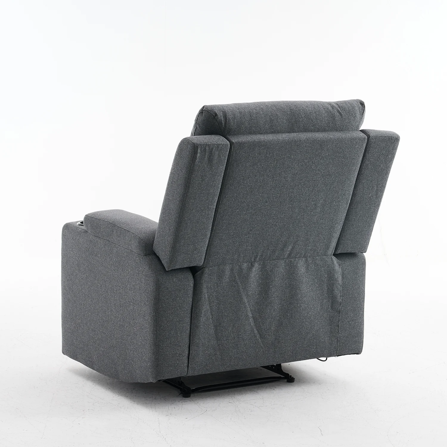 Manuális fekvőfotel, relax fotelágy két pohártartóval, sötétszürke szövet (JNF-MANUAL-FABRIC-DARK GREY) JN-R8005A51