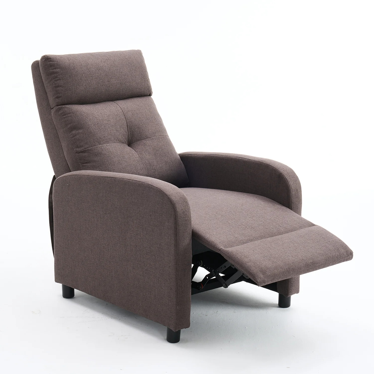 Manuális fekvőfotel, relax fotelágy push back, sötétbarna szövet (JNF-MANUAL-FABRIC-DARK BROWN) JN-R8003A51