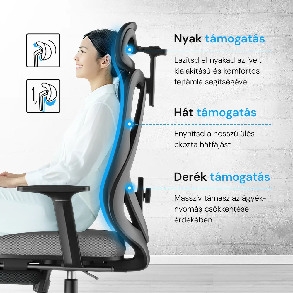 Ergonomická kancelárska stolička, otočná stolička, sivá (T15)