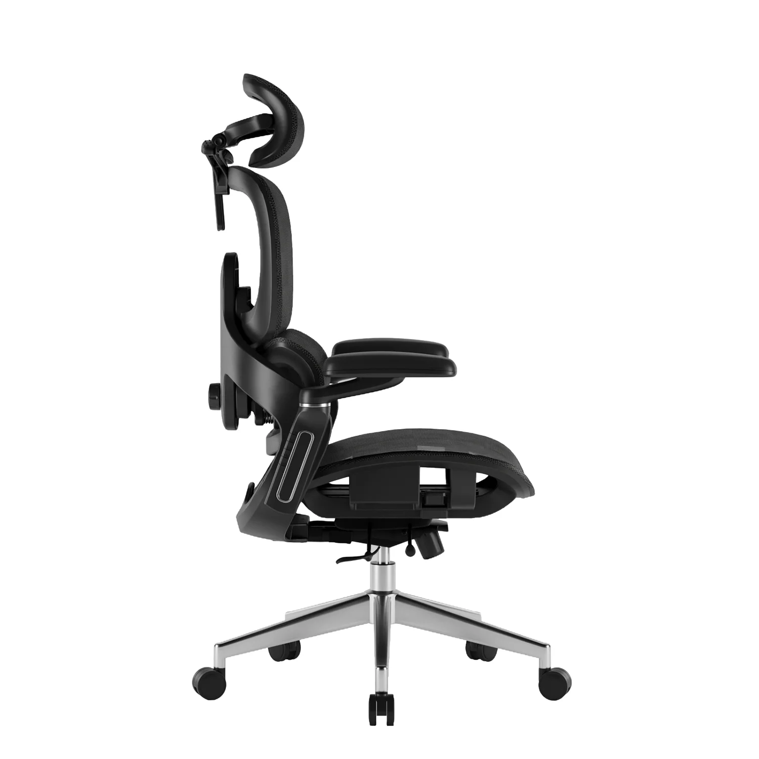 Prémiová ergonomická kancelárska stolička, otočná stolička, čierna sieťovina (E05)