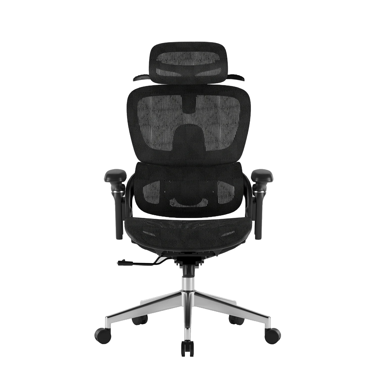 Prémiová ergonomická kancelárska stolička, otočná stolička, čierna sieťovina (E05)