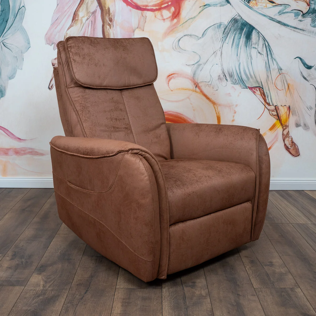 Elektromos relax fotel görgős masszázzsal barna, magyar nyelvű távirányító szövet