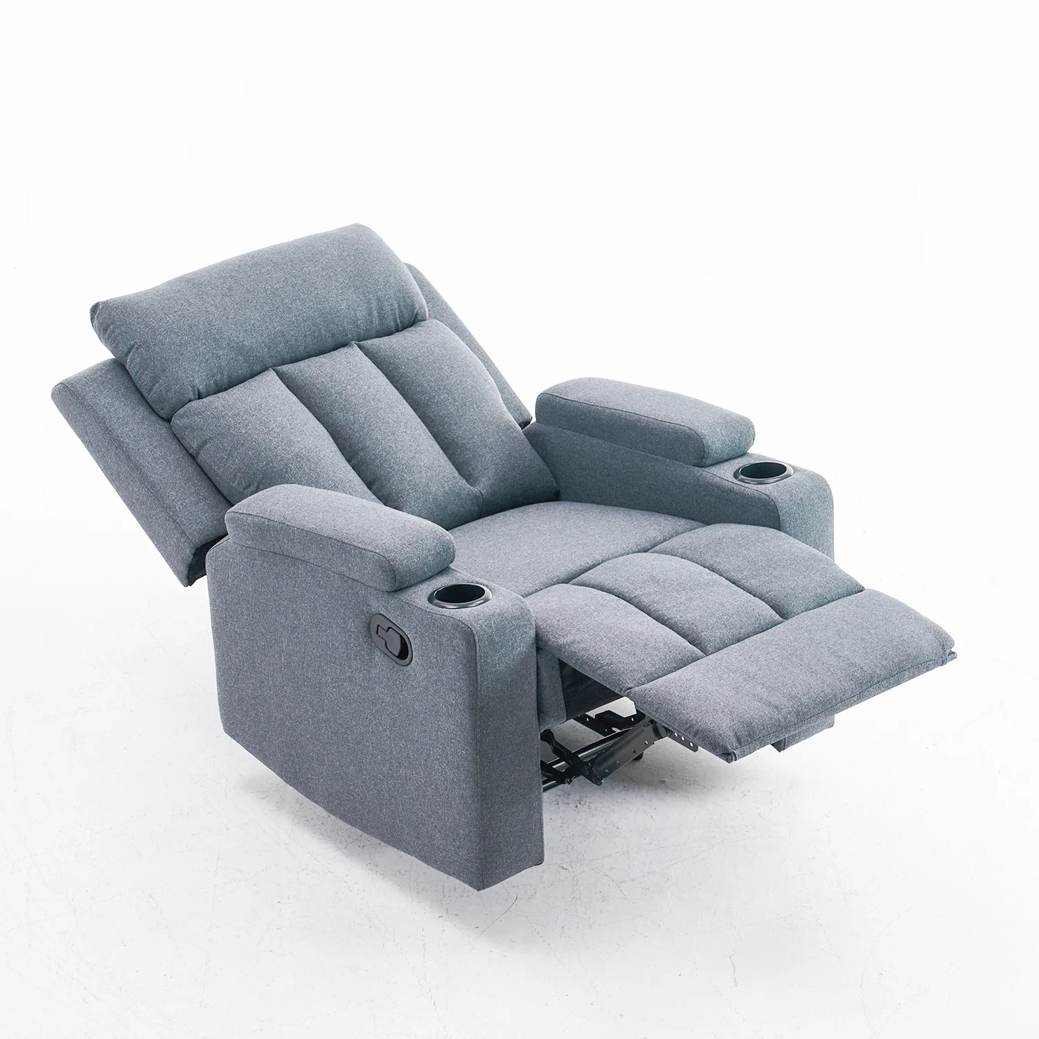 Manuális fekvőfotel, relax fotelágy két pohártartóval, szürke szövet (JNF-MANUAL-FABRIC-DARK GREY) JN-R8005A51